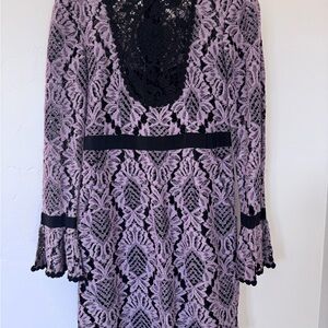 Nanette Lepore Purple Lace Long Sleeve Dress